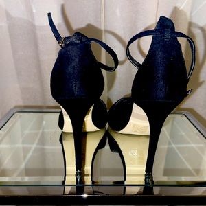 T-Strap Black Suede Heels